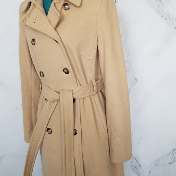 DKNY Tan Wool Blend Pea Coat - Picture 4 of 8